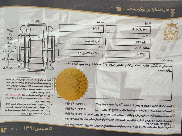 تصویر پژو 207 TU5 5